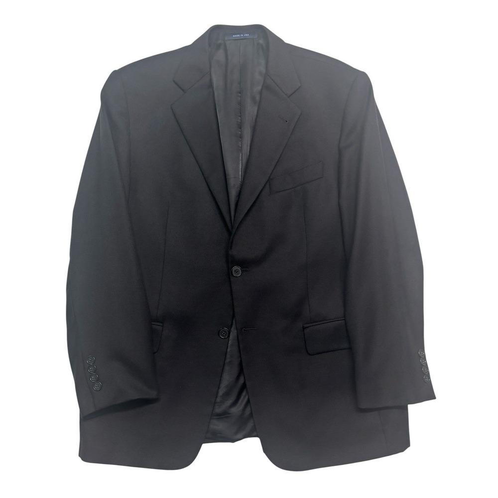 Joseph Abboud 40S Black Loro Piana Hopsack Blazer Jacket Sport Coat USA Wool